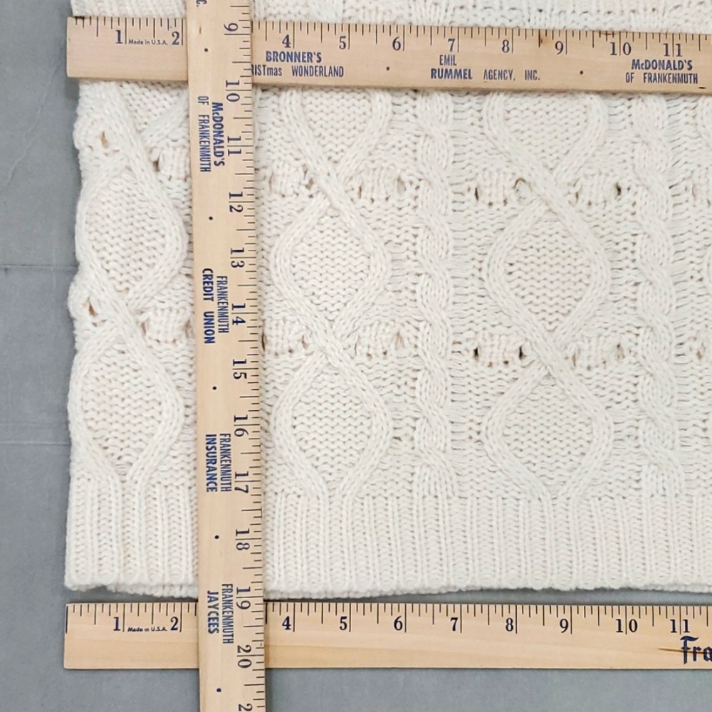 Papillon crop top women's sz large cream cable knit crochet cottagecore - Picture 5 of 8